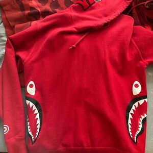 Bape Red Shark Hoodie